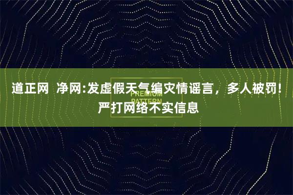 道正网  净网:发虚假天气编灾情谣言，多人被罚! 严打网络不实信息