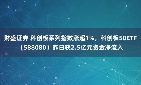 财盛证券 科创板系列指数涨超1%，科创板50ETF（588080）昨日获2.5亿元资金净流入